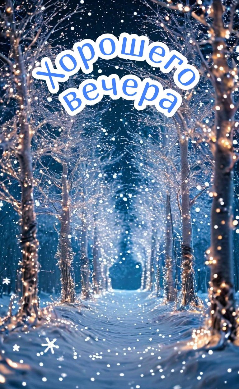 Открытка «Ночной»: Зимнее пожелание хорошего вечера (Волшебный лес). Тэги: Добрый вечер и пожелания, Добрый зимний ве…