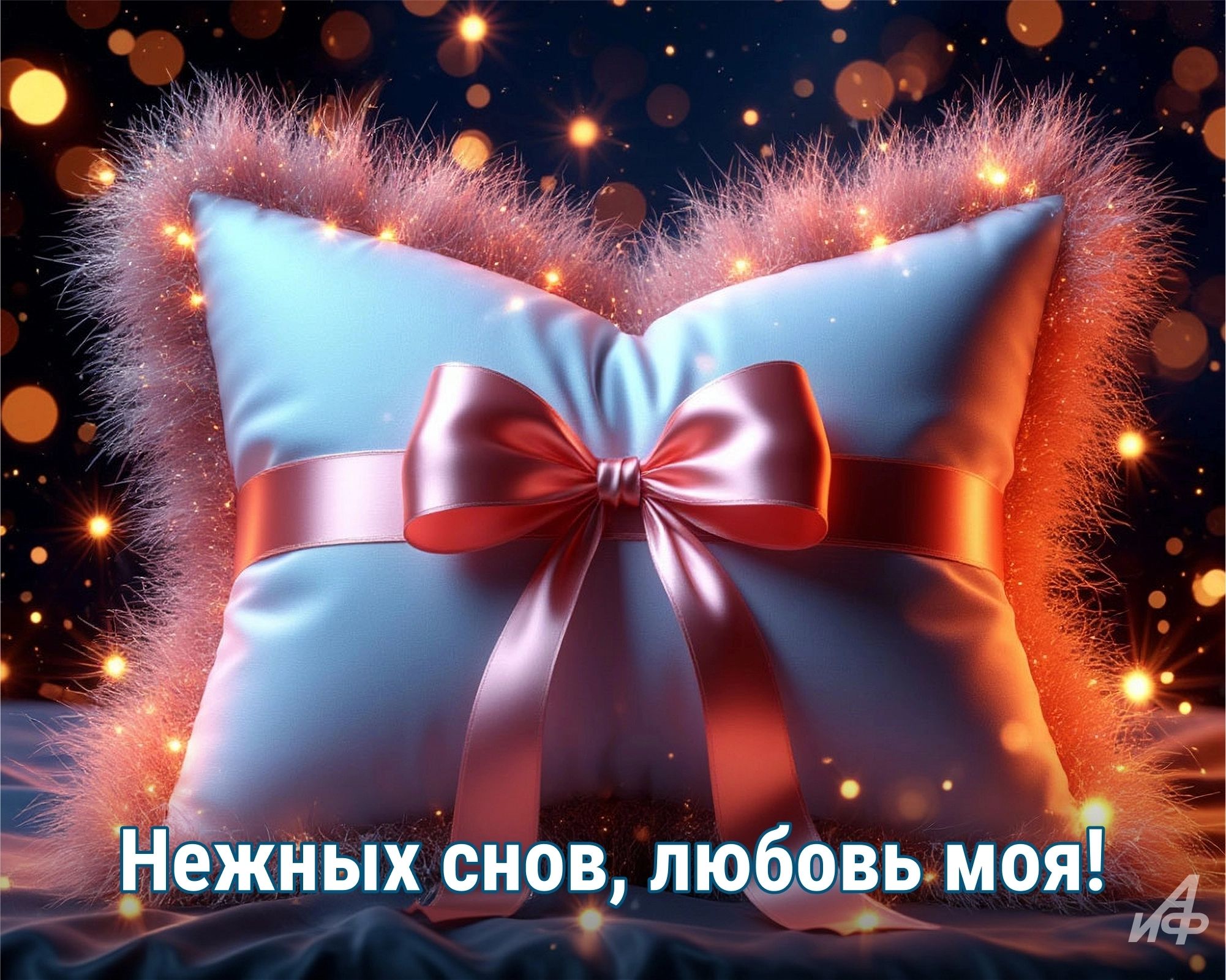 Открытка «Доброй ночи»: Доброй ночи: «Нежных снов, любовь моя».