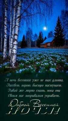 Открытка «Доброй ночи»: Доброй весенней ночи: Стихотворение о любви. Тэги: ночной