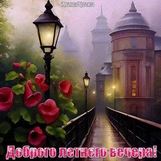 Открытка «Добрый вечер и пожелания»: Красивое пожелание доброго летнего вечера. Тэги: Добрый вечер красивые, Доброго…