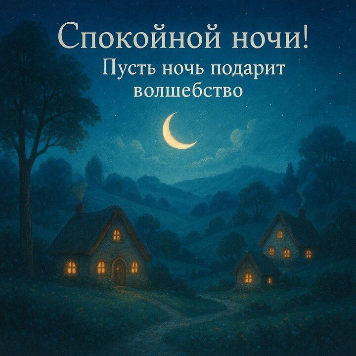 Открытка «Спокойной ночи»: Спокойной ночи: Пусть ночь подарит волшебство. Тэги: Спокойной ночи, красивые, Спокойной н…