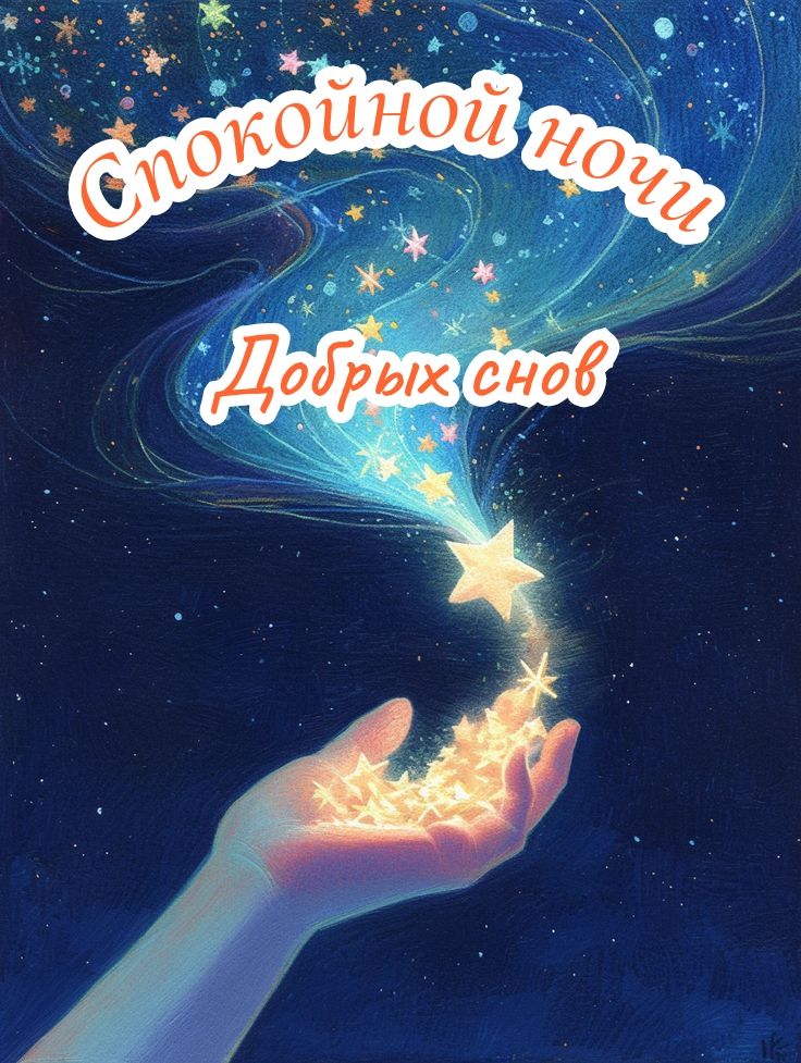 Открытка «Спокойной ночи»: Открытка Спокойной ночи: «Добрых снов» со звёздами. Тэги: Спокойной ночи, красивые, Спокой…