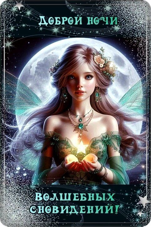 Открытка «Доброй ночи»: Доброй ночи: Сказочная фея Лунного Света. Тэги: фэнтези