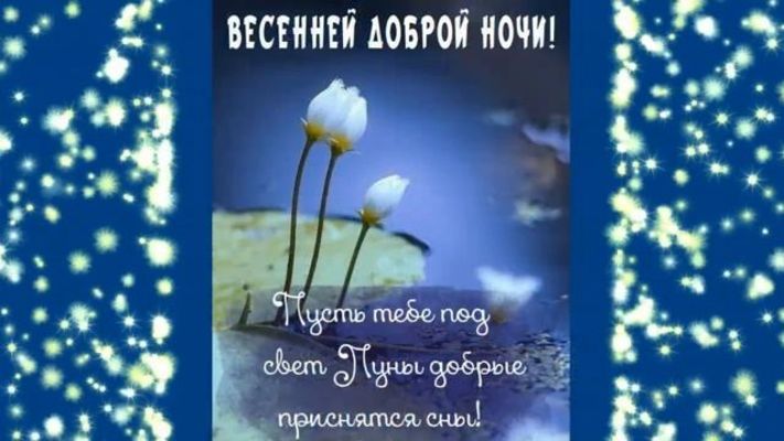 Открытка «Доброй ночи»: Весенней доброй ночи: нежное пожелание сладких снов под светом луны.
