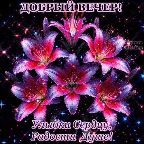 Открытка «Добрый вечер и пожелания»: Добрый вечер: лилии и радость душе. Тэги: Добрый вечер красивые, Добыий вечер…