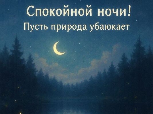 Открытка «Спокойной ночи»: Спокойной ночи: «Лесное озеро при луне». Тэги: Спокойной ночи, с пожеланиями, Спокойной но…