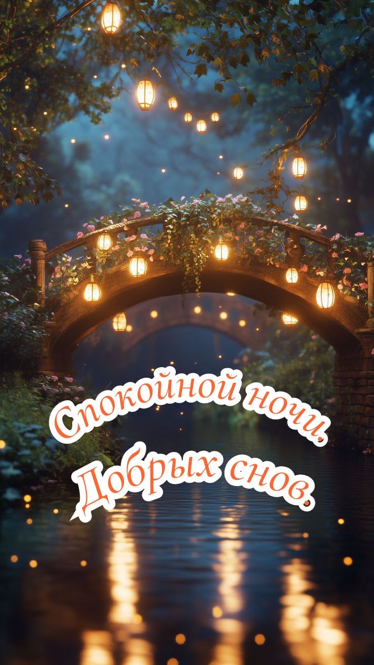 Открытка «Доброй ночи»: Спокойной ночи: Красивый вид на ночную реку. Тэги: Спокойной ночи, Спокойной ночи, красивые…