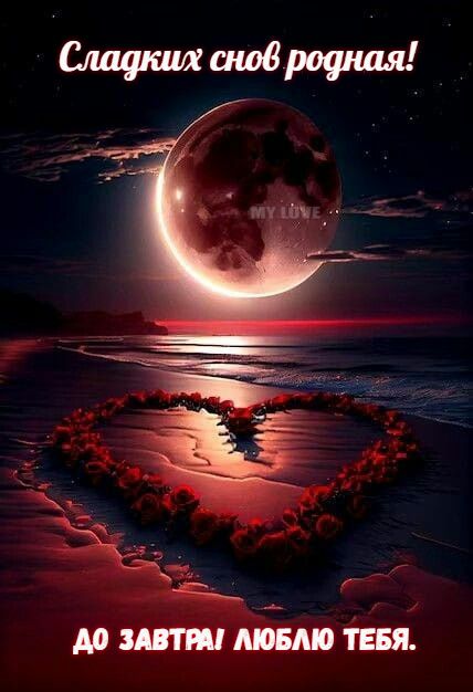 Открытка «Доброй ночи»: Доброй ночи любимой: Романтика лунного заката.