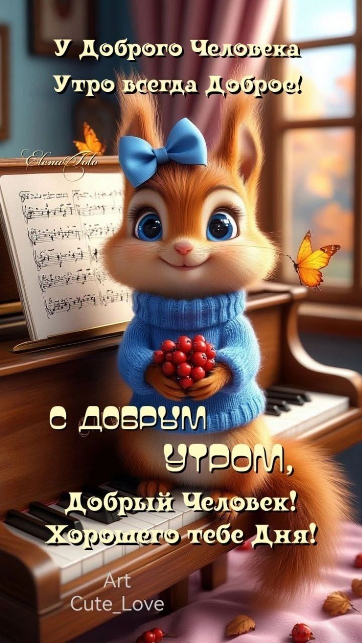 Открытка «С добрым утром»: С добрым утром, Добрый Человек! Тепло и нежность. Тэги: животное, пожелание, позитивная…