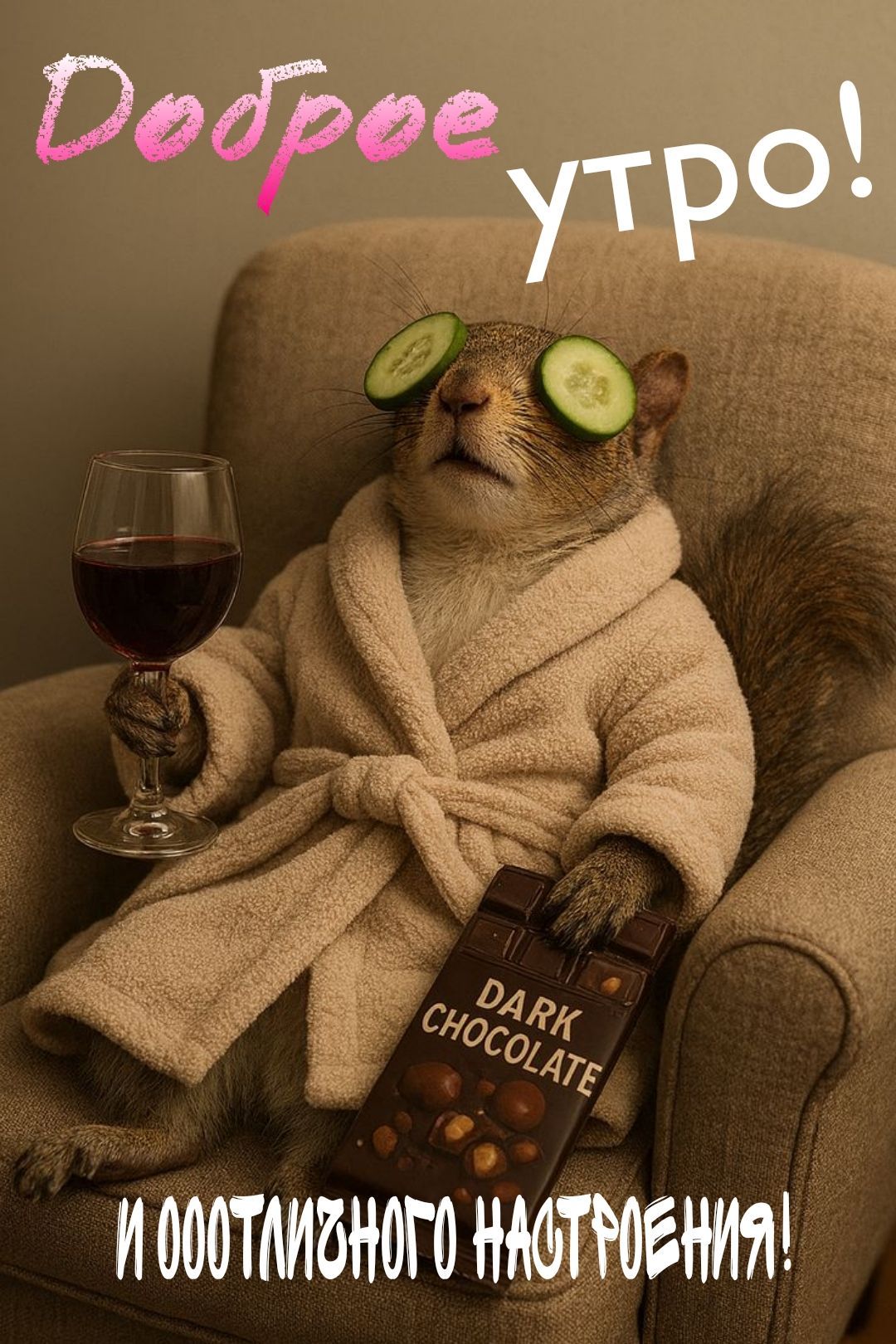 Открытка «С добрым утром»: С добрым утром! Пушистый релакс и отличное настроение. Тэги: животное, пожелание, позитивн…
