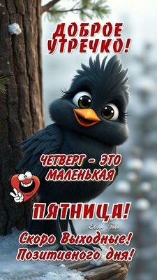 Открытка «С добрым утром»: Веселое доброе утро: Четверг - маленькая пятница!. Тэги: хорошего дня, животное, пожелание…