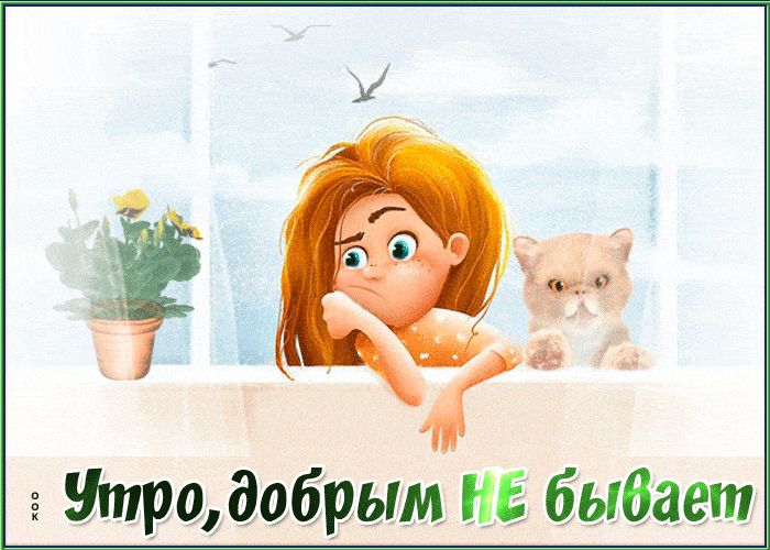 Открытка «С добрым утром»: Утро, добрым не бывает: смешной старт дня. Тэги: кот, пожелание, юмор, прикольная, смешная…