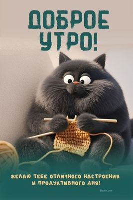 Открытка «С добрым утром»: Пушистое доброе утро: отличного дня!. Тэги: хорошего дня, кот, животное, пожелание, позити…