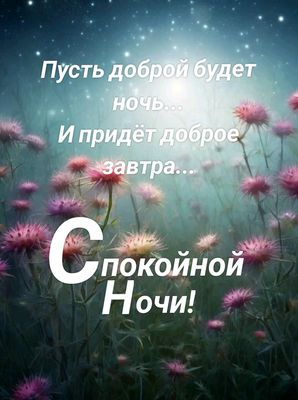 Открытка «Доброй ночи»: Доброй ночи: «Красивое пожелание» среди ночных цветов.