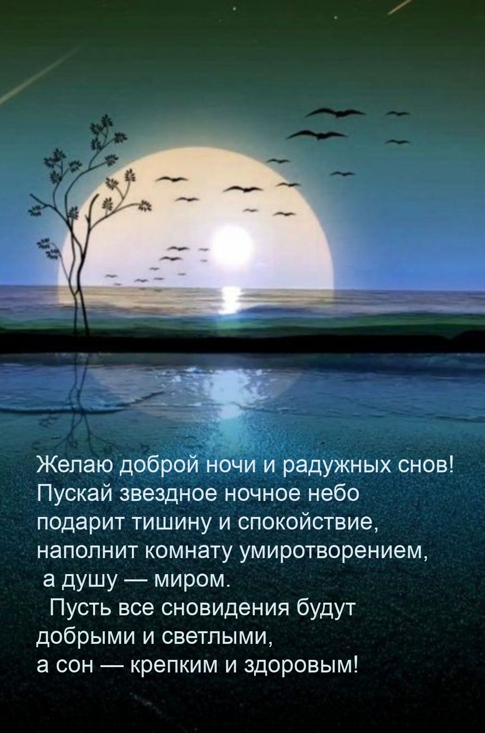 Открытка «Доброй ночи»: Спокойной ночи: открытка с пожеланием радужных снов. Тэги: Спокойной ночи, Спокойной ночи…