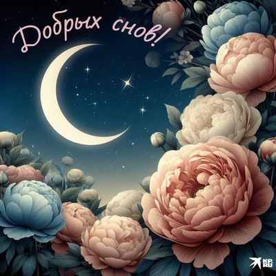 Открытка «Доброй ночи»: Доброй ночи: Лунный свет и нежные цветы.