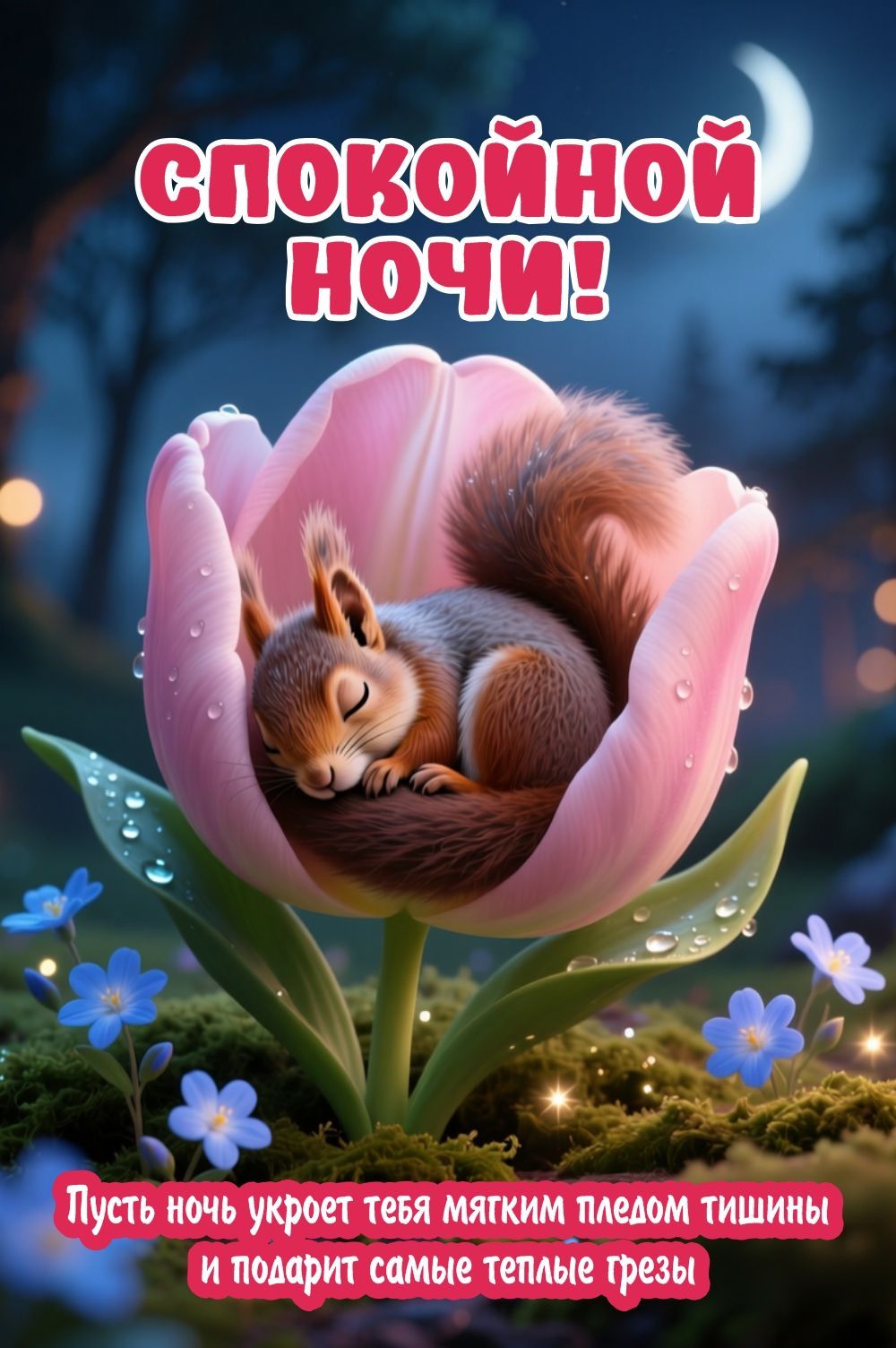 Открытка «Спокойной ночи»: Спокойной ночи: милый сон в цветах. Тэги: Спокойной ночи, красивые, Спокойной ночи, с поже…