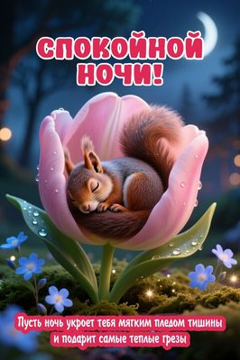 Открытка «Спокойной ночи»: Спокойной ночи: милый сон в цветах. Тэги: Спокойной ночи, красивые, Спокойной ночи, с поже…