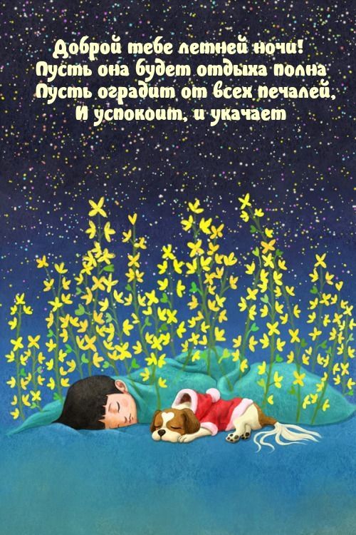 Открытка «Доброй ночи»: Сказочная открытка доброй ночи: Летняя ночь.