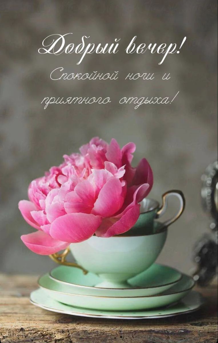 Открытка «Добрый вечер красивые»: Добрый вечер! Приятного отдыха и спокойной ночи. Тэги: Добрый вечер, с цветами…