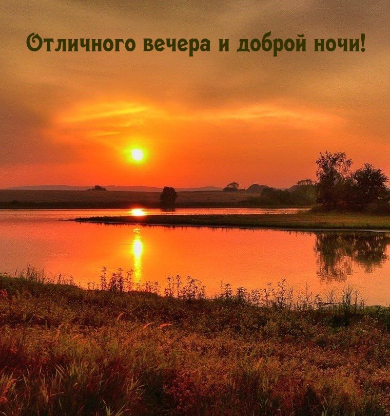 Открытка «Добрый вечер и пожелания»: Открытка: Отличного вечера и доброй ночи на закате. Тэги: Добрый вечер красивые…