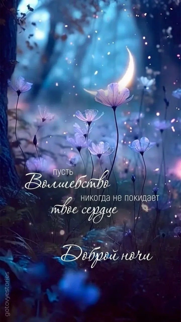 Открытка «Доброй ночи»: Доброй ночи: Волшебство для твоего сердца. Тэги: сердце, цветок, природа, спокойный, ночь…