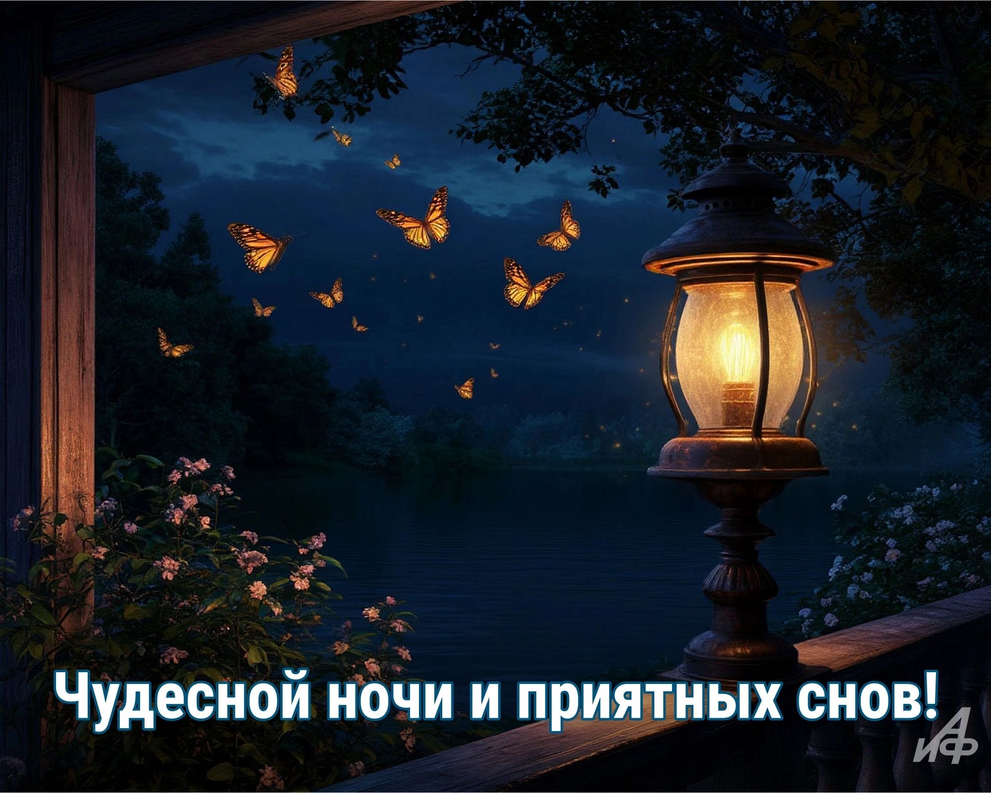 Открытка «Доброй ночи»: Чудесной ночи и приятных снов: волшебная открытка.