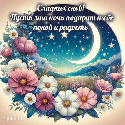 Открытка «Доброй ночи»: Доброй ночи: Пусть ночь подарит покой и радость.