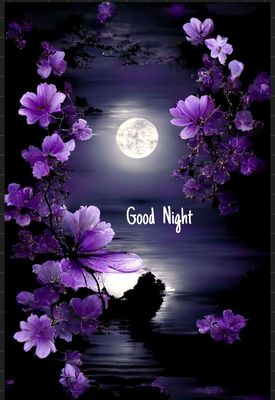 Открытка «Доброй ночи»: Доброй ночи: Красивая открытка с луной и цветами. Тэги: Добрый вечер и пожелания, Добрый вече…