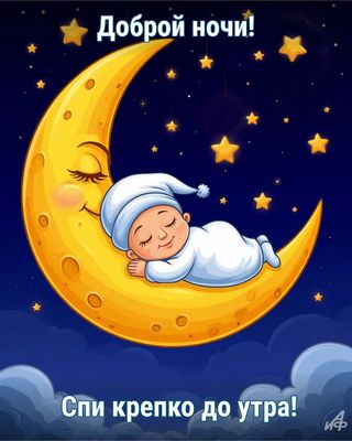 Открытка «Доброй ночи»: Открытка Доброй ночи: Милый сон на луне.