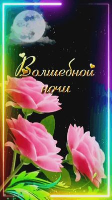 Открытка «Доброй ночи»: Доброй ночи: Открытка «Волшебной ночи» в цветах.