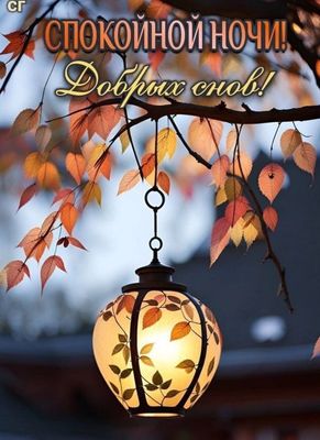 Открытка «Спокойной ночи»: Добрый вечер: Уютный фонарь и золотая листва. Тэги: Спокойной ночи, красивые, Спокойной но…