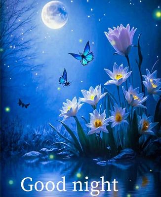 Открытка «Спокойной ночи»: Доброй ночи: «Лунный свет и цветы». Тэги: Добрый вечер и пожелания, Добрый вечер красивые…