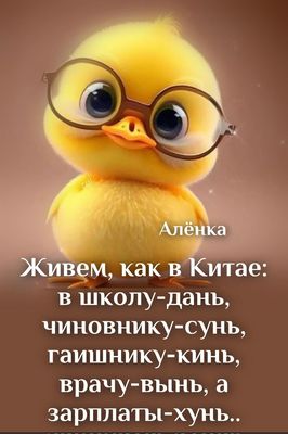 Открытка «С добрым утром»: С добрым утром, Алёнка! Мудрый птенец с юмором. Тэги: животное, пожелание, юмор, друг…