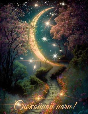 Открытка «Доброй ночи»: Доброй ночи: Волшебная лунная тропа.