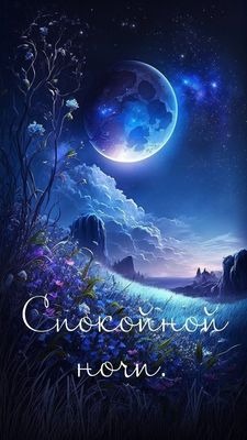 Открытка «Спокойной ночи»: Спокойной ночи: Волшебная ночная открытка с луной. Тэги: Спокойной ночи, красивые, Спокойн…
