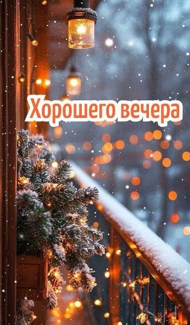 Открытка «Добрый зимний вечер»: Добрый вечер: «Мерцание зимних фонарей». Тэги: Добрый вечер красивые, Доброго вечера…