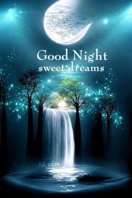 Открытка «Доброй ночи»: Доброй ночи: красивый пейзаж с водопадом.