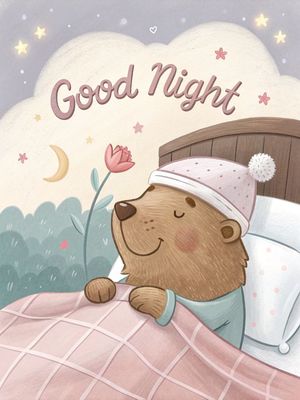 Открытка «Доброй ночи»: «Good Night»: милый медведь желает спокойного сна.