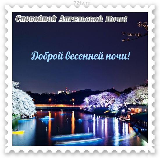 Открытка «Доброй ночи»: Доброй весенней ночи: «Апрельская сакура». Тэги: Спокойной ночи, Спокойной ночи, красивые…