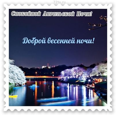 Открытка «Доброй ночи»: Доброй весенней ночи: «Апрельская сакура». Тэги: Спокойной ночи, Спокойной ночи, красивые…