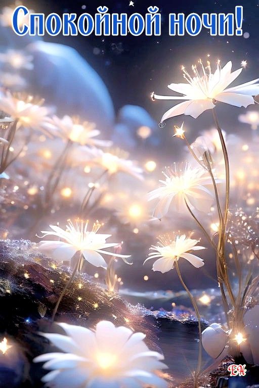Открытка «Спокойной ночи»: Спокойной ночи: волшебные светящиеся цветы. Тэги: Спокойной ночи, красивые, Спокойной ночи…