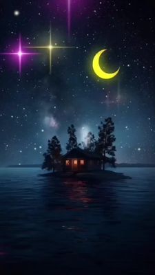 Открытка «Доброй ночи»: Доброй ночи: Волшебный остров под луной.