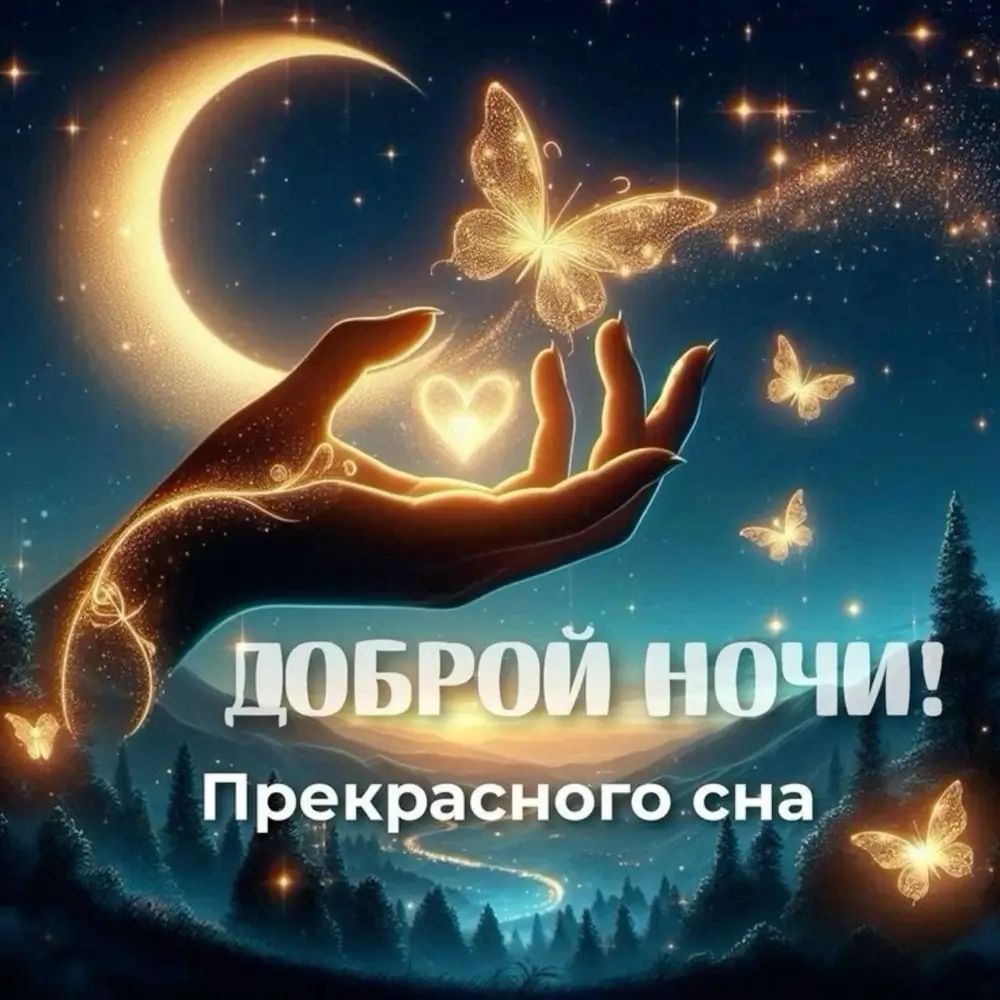 Открытка «Доброй ночи»: Пожелание доброй ночи: «Прекрасного сна» под луной.