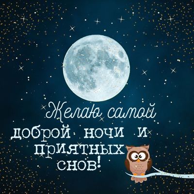 Открытка «Доброй ночи»: Доброй ночи: «Открытка с милой совой».