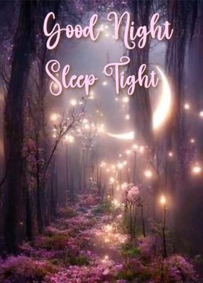 Открытка «Спокойной ночи»: Спокойной ночи: Сказочный лес и мерцающие огни. Тэги: Спокойной ночи, красивые, Спокойной…
