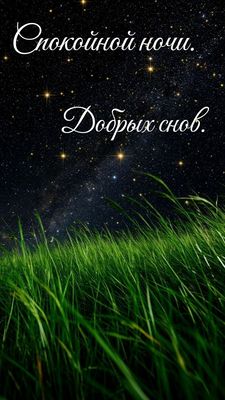 Открытка «Спокойной ночи»: Спокойной ночи: открытка со звездным небом и травой. Тэги: ночной, Спокойной ночи, красивые…