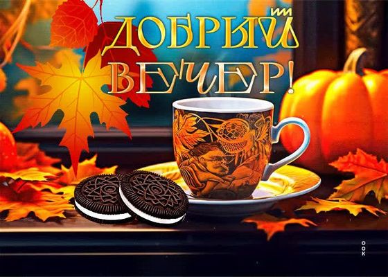 Открытка «Добрый вечер и пожелания»: Добрый вечер! Уютное осеннее пожелание с кофе. Тэги: Доброго вечера и хорошего н…