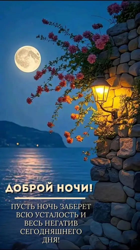 Открытка «Доброй ночи»: Доброй ночи: пожелание спокойного сна у моря.
