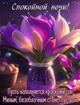 Открытка «Доброй ночи»: Спокойной ночи: Волшебный букет для добрых снов. Тэги: Спокойной ночи, Спокойной ночи, красив…